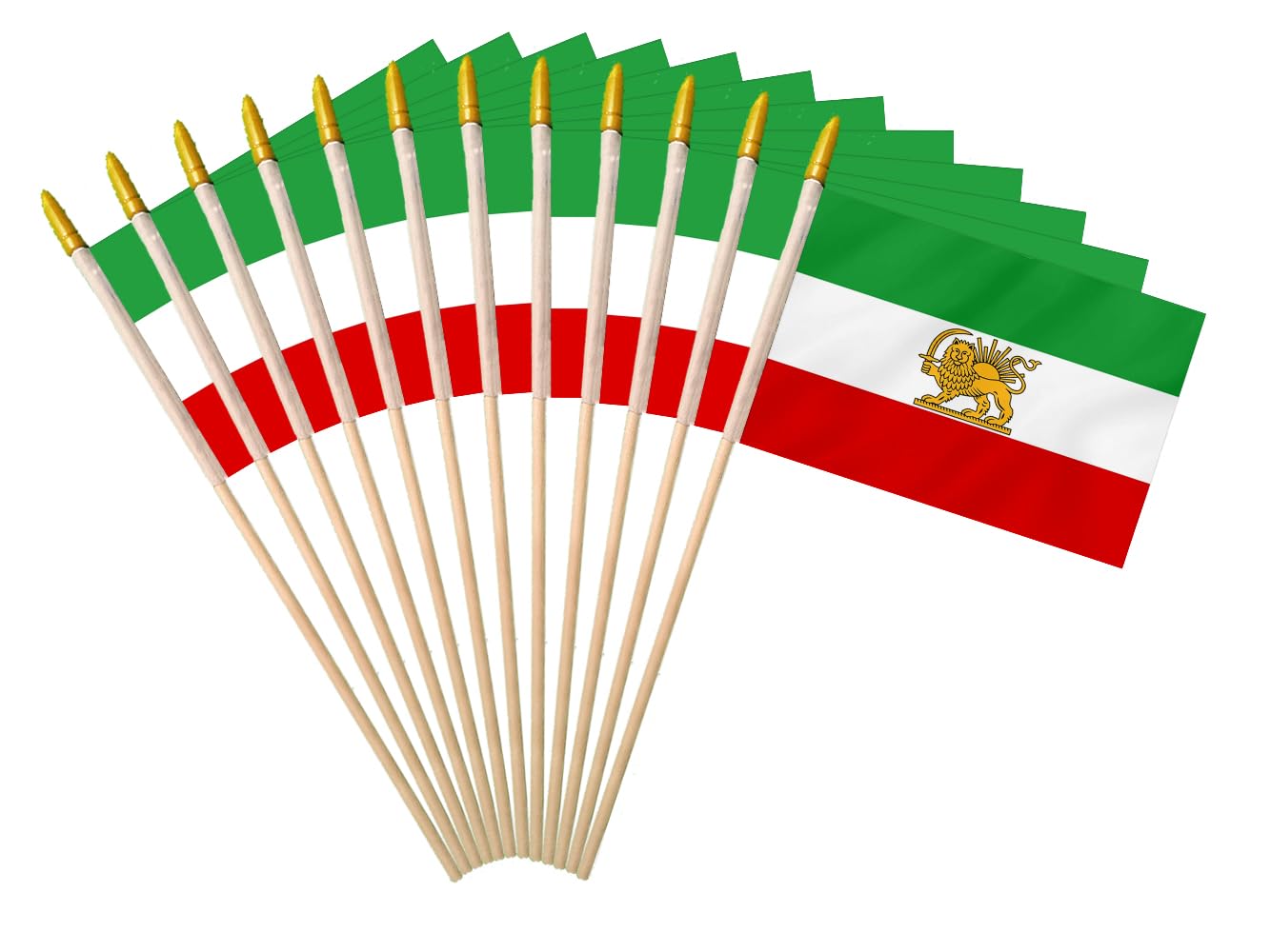 PLAIEI Old Iran handheld flag 4x6 on wooden stick, ideal for indoor displays and outdoor ceremonies