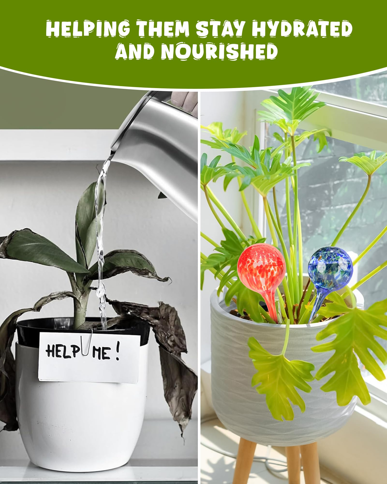PlanKKers small 6-pcs multi-color globes offer versatile indoor watering options