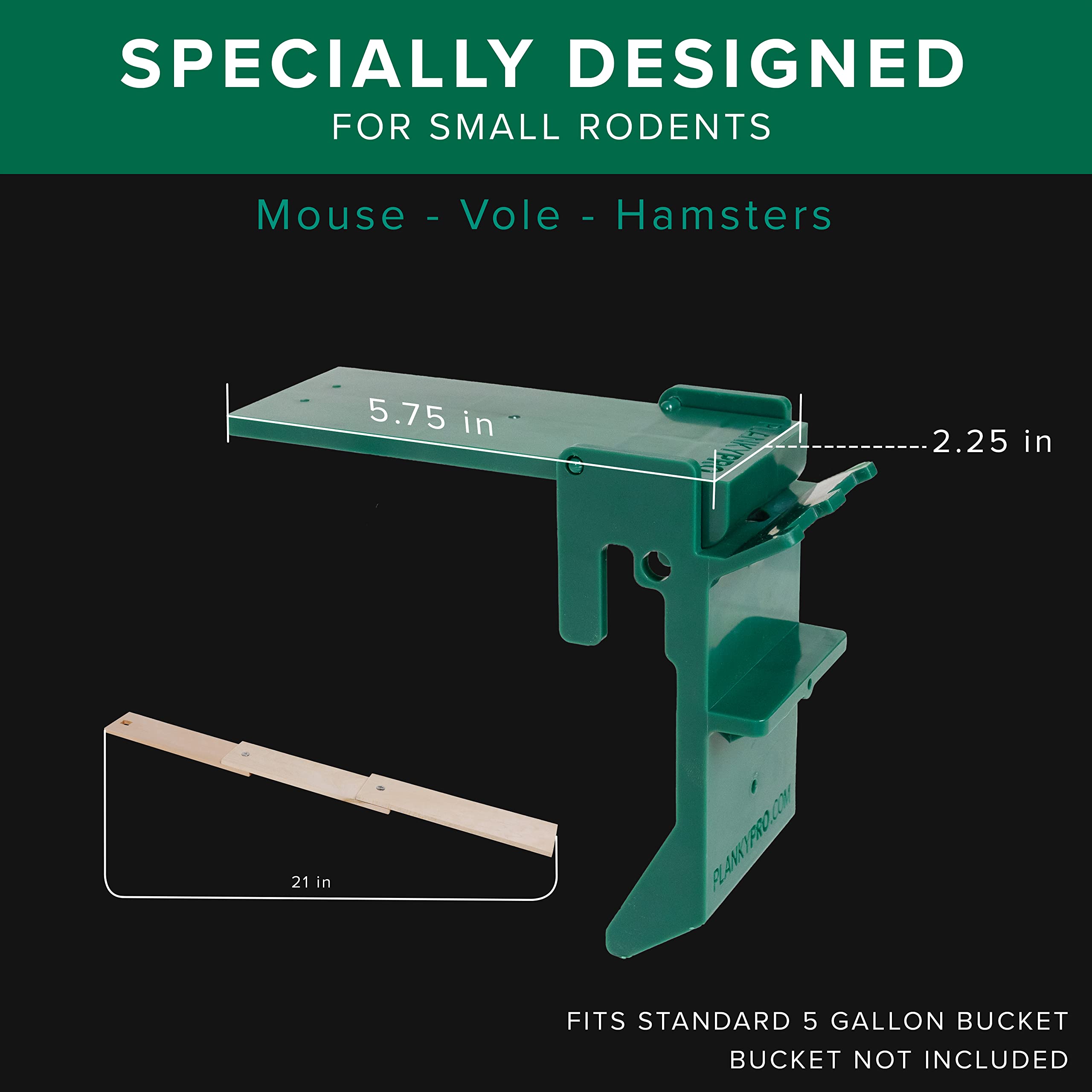PlankyPro bait setup image highlights safe, poison-free use with peanut butter.