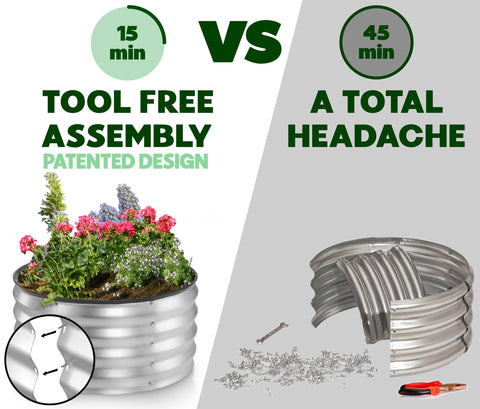 Plant & Plot 2x2x1 open-base bed setup for optimal root space.