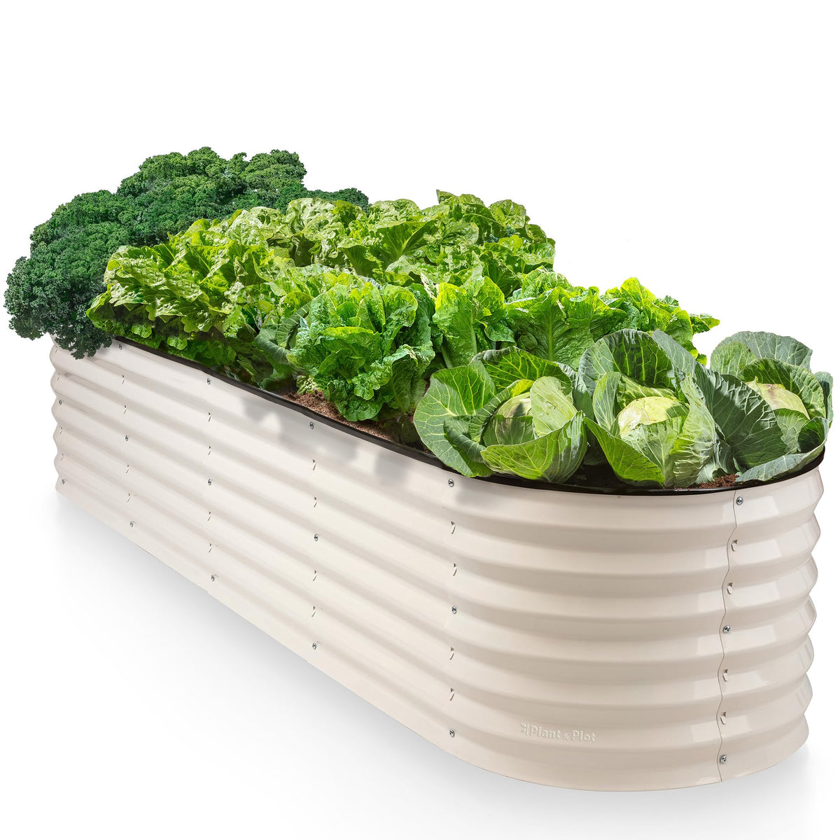 Plant & Plot 9-in-1 galvanized bed front view shows durable steel for long-lasting outdoor gardening
