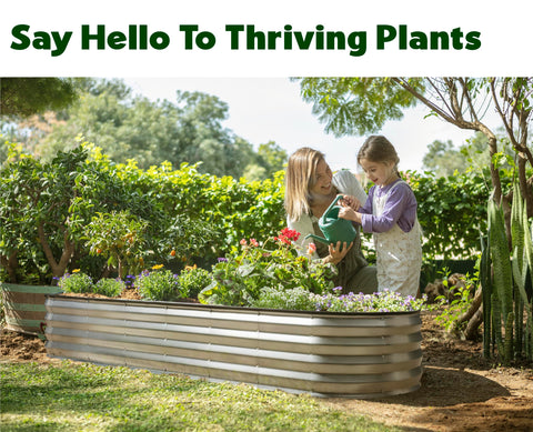 Plant & Plot bed shown filled with vegetables and flowers