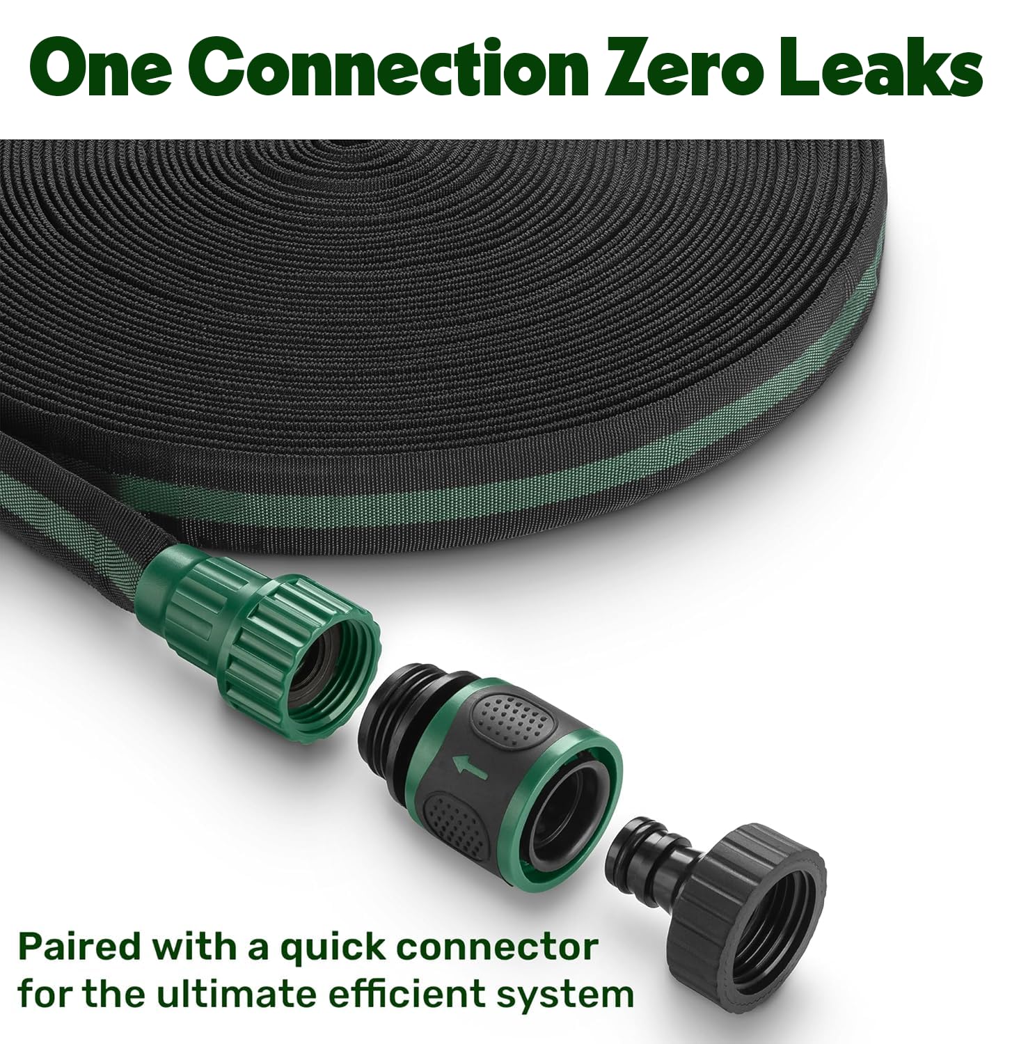 Plant & Plot flexible hose curves around beds for comprehensive garden coverage.