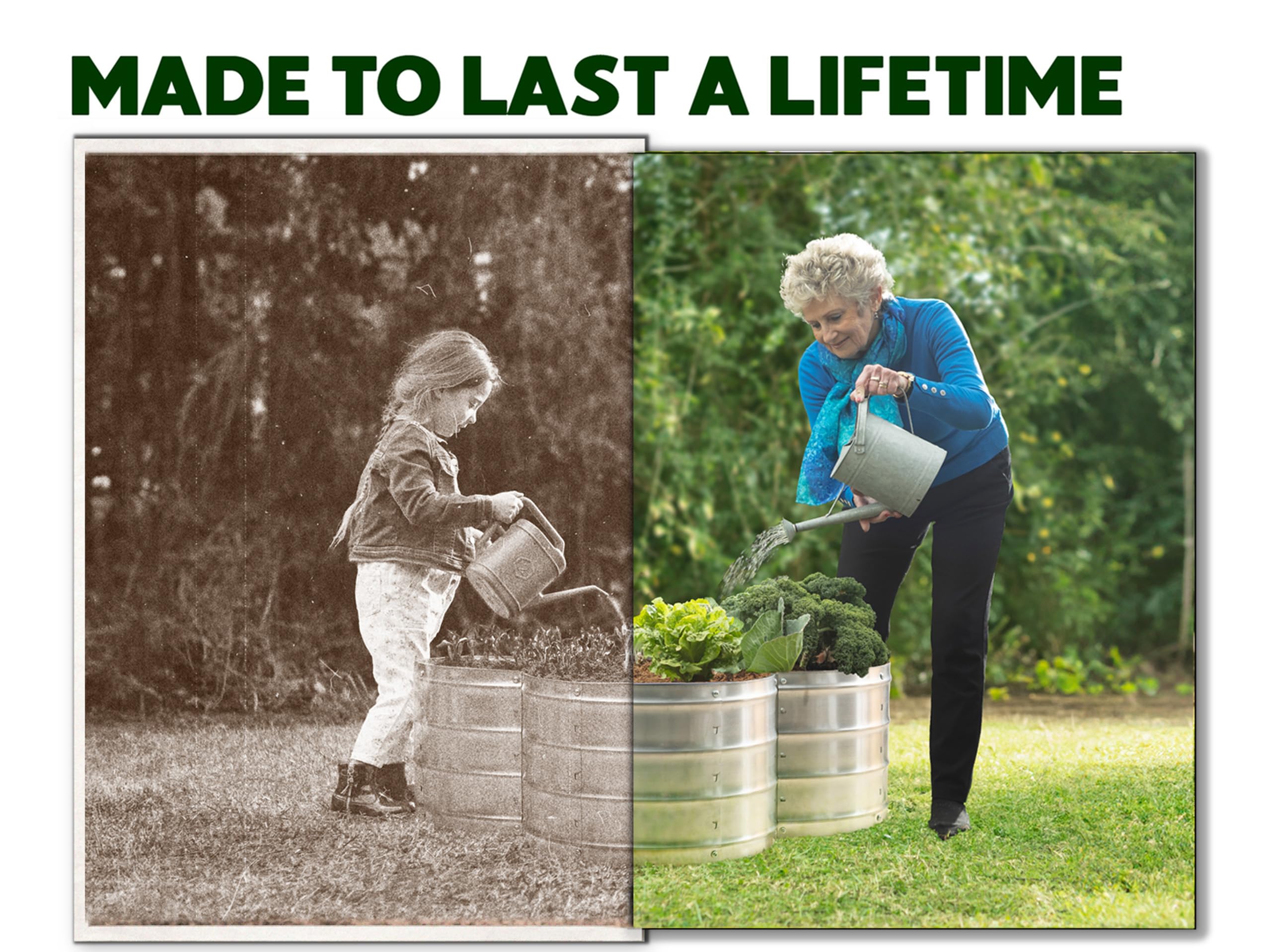 Plant & Plot galvanized bed side view highlights durable zinc coating for long-lasting outdoor use