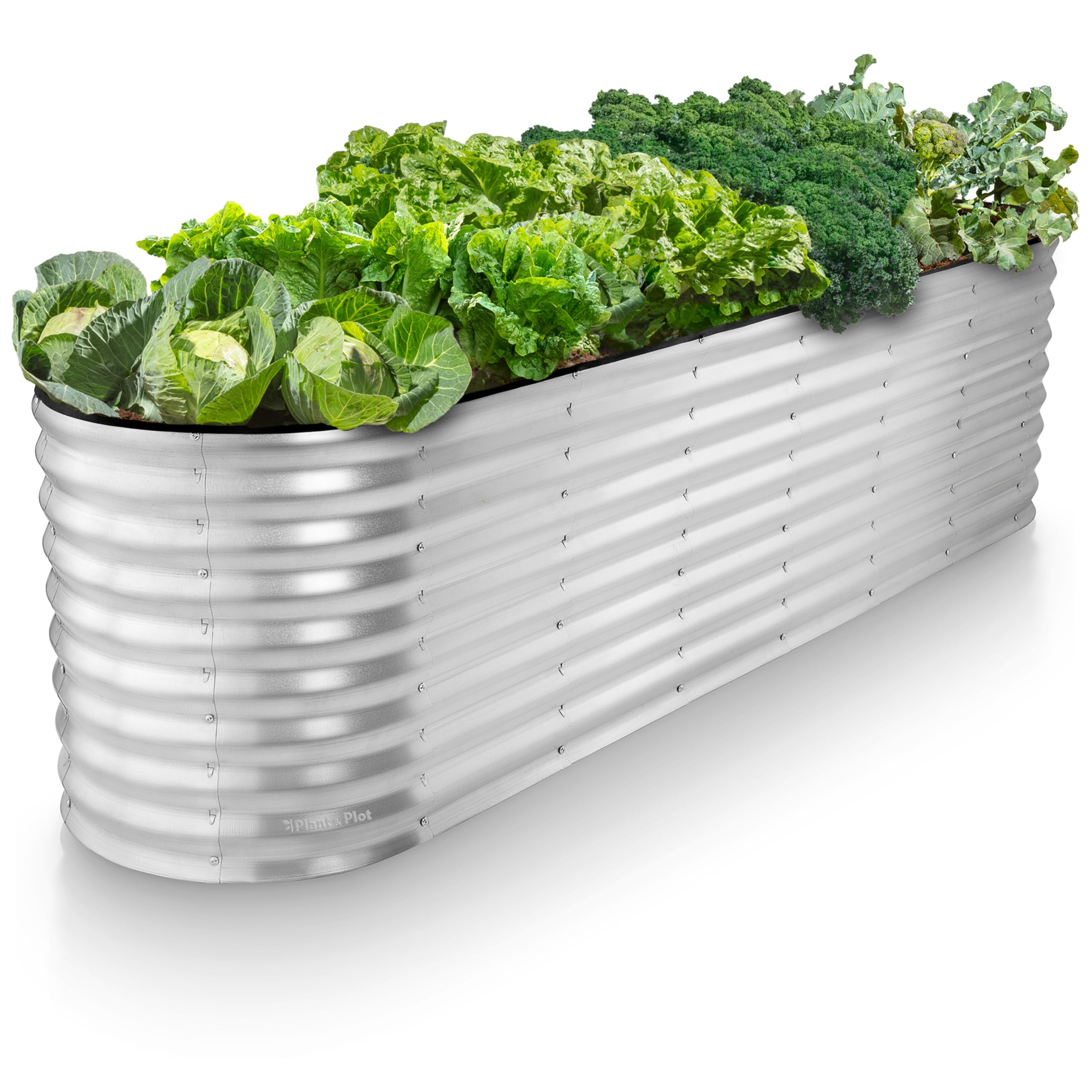 Plant & Plot galvanized raised bed full view showing spacious outdoor garden.
