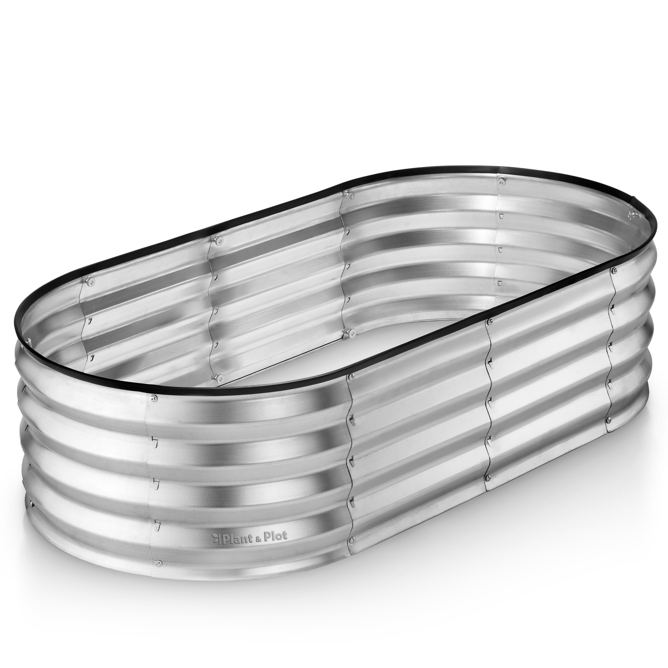 Plant & Plot galvanized raised bed front view with spacious 4×2×1 ft growing area.