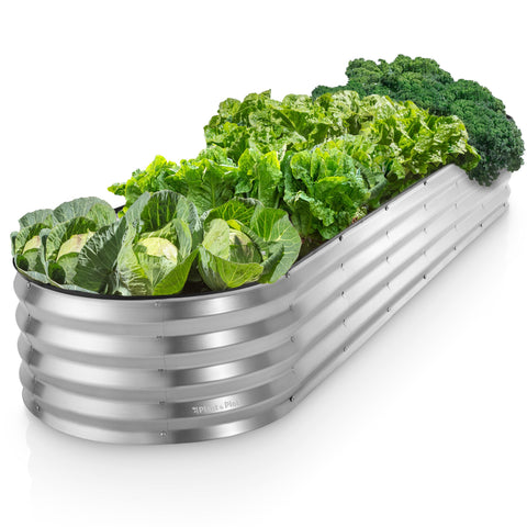 Plant & Plot galvanized raised bed with open base for easy planting