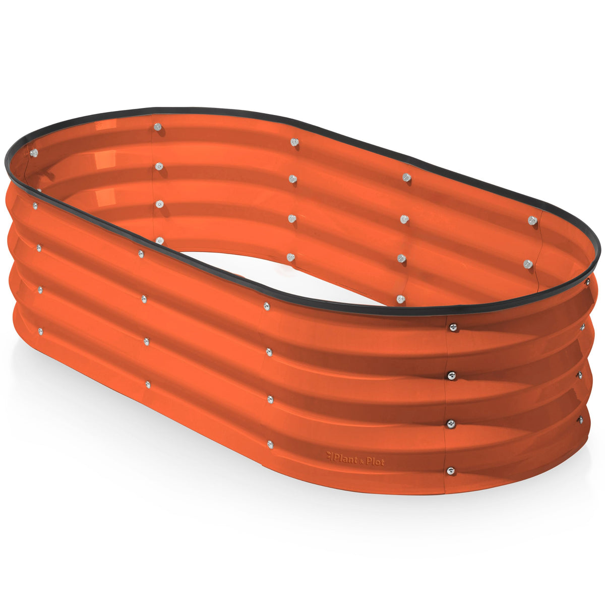 Plant & Plot galvanized raised bed orange front view for durable outdoor gardening