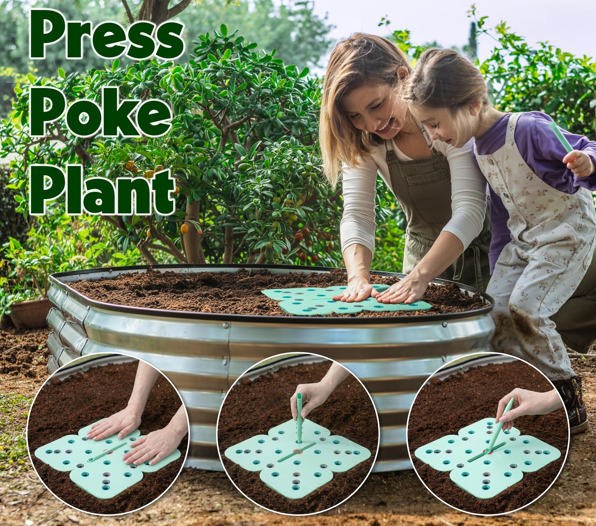 Plant & Plot Seedling Spacing Template shows even rows for growth