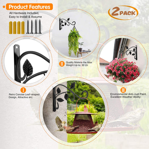Plant Castle iron wall mount hanger bracket ideal for sturdy plant pots