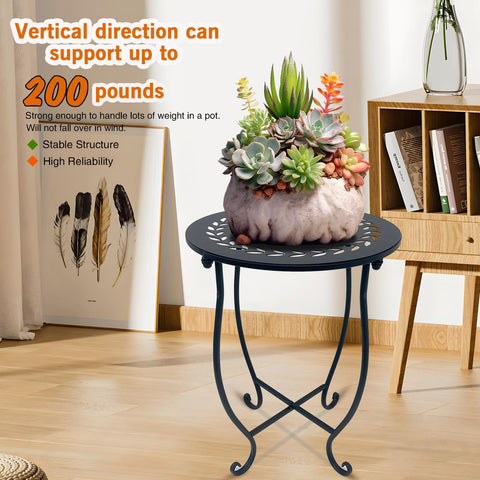 Plant Castle round side table set 2, black metal finish for versatile placement.