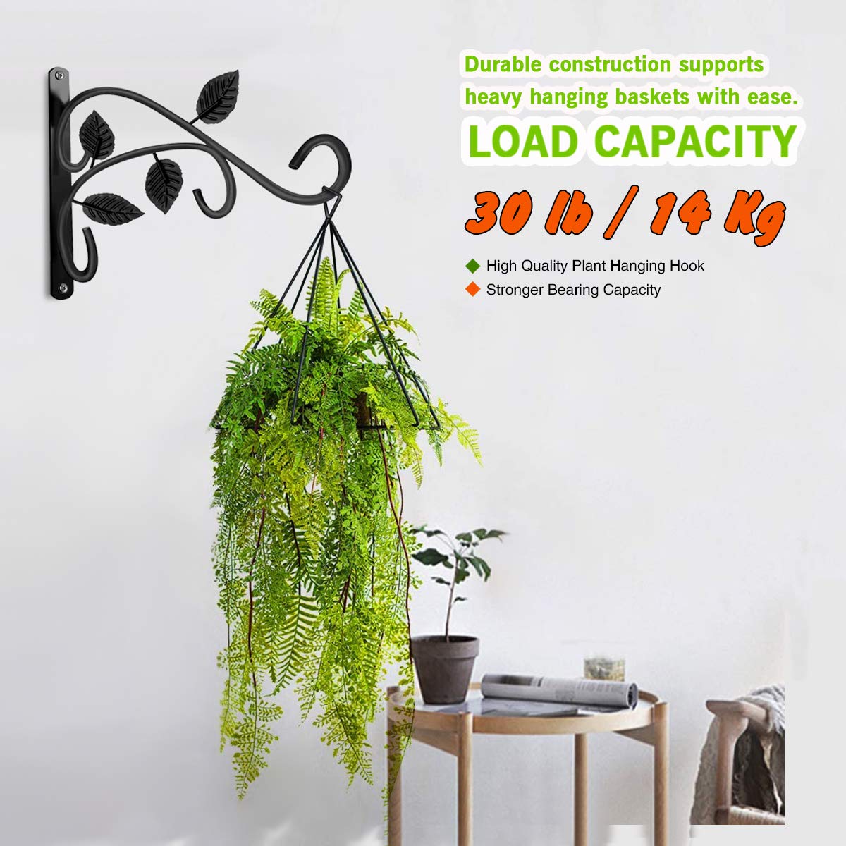 Plant Castle rust-resistant iron hanger bracket resists weathering for long use