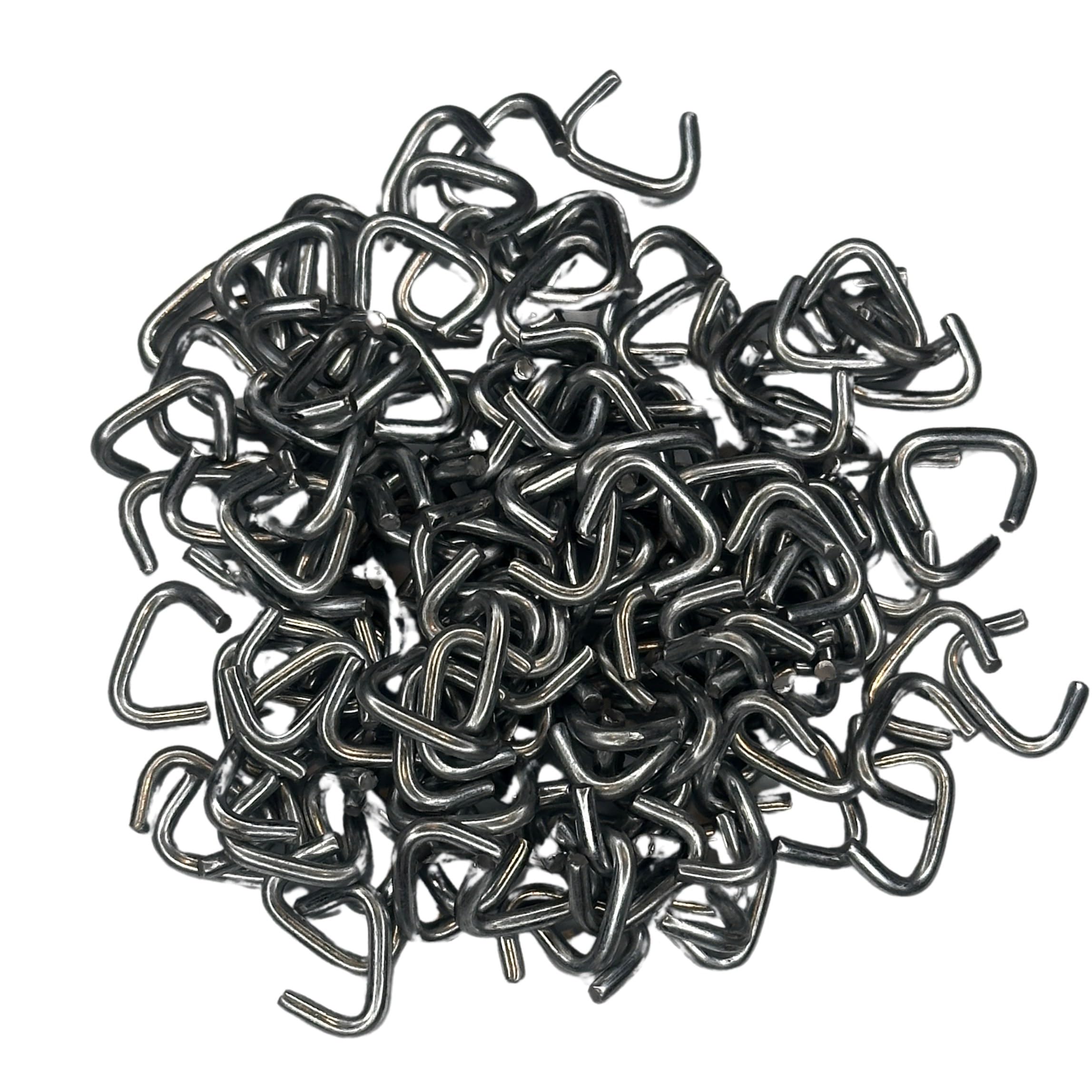 Plant My Tank hog rings closeup, showing durable galvanized steel for rust resistance.