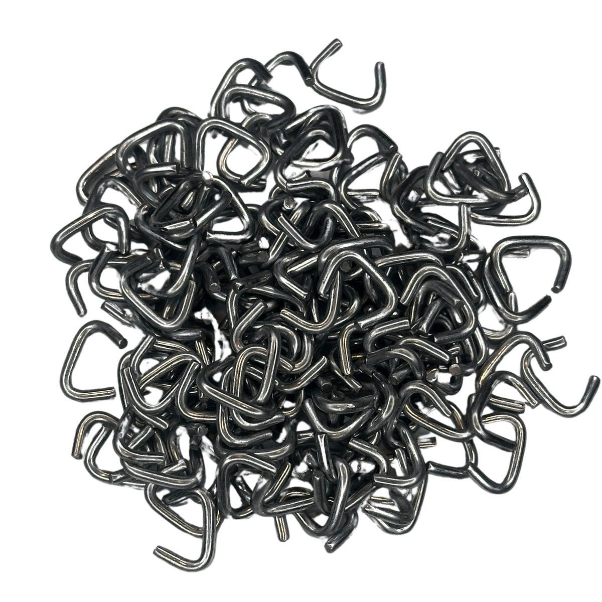 Plant My Tank hog rings closeup, showing durable galvanized steel for rust resistance.