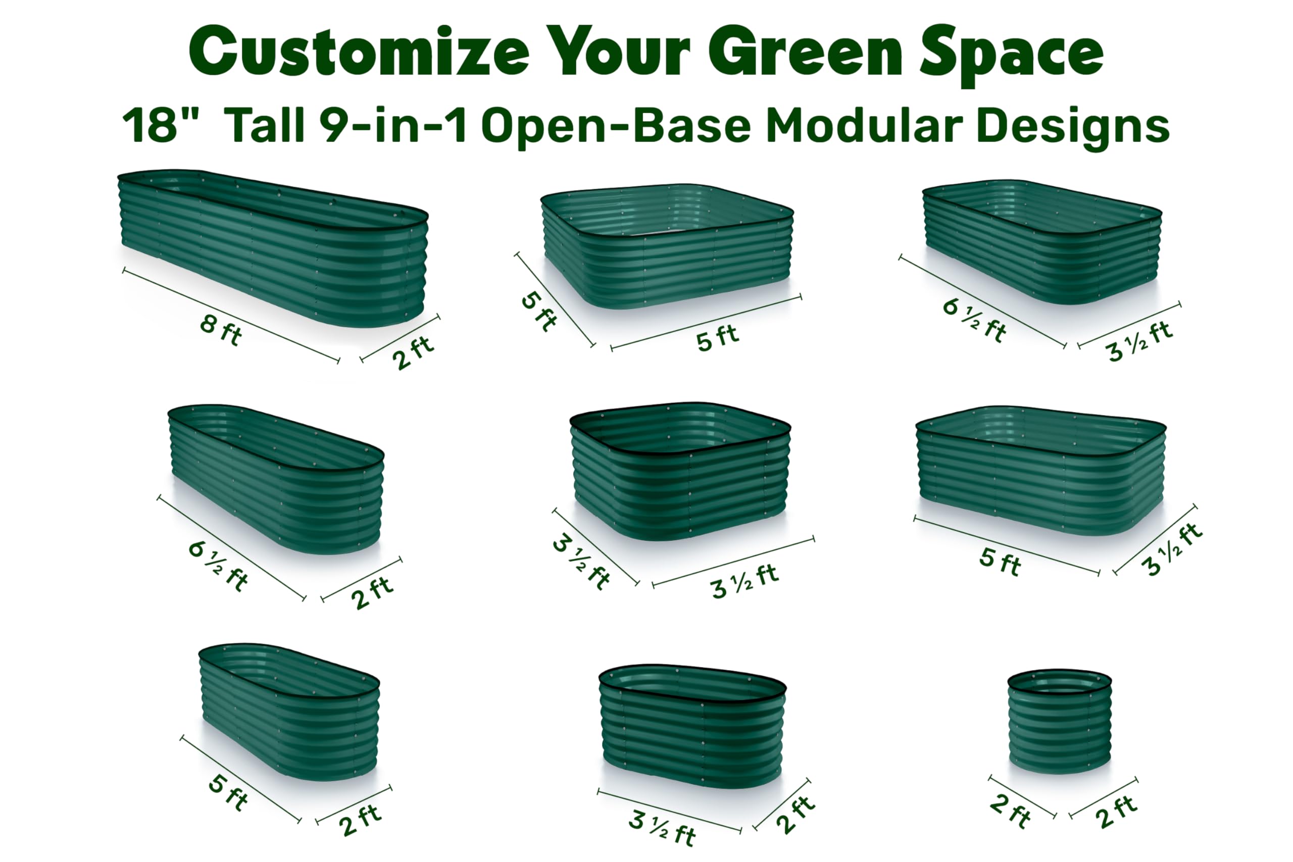 Plant & Plot 8x2x1.5 ft modular planter showing configurable space for vegetables