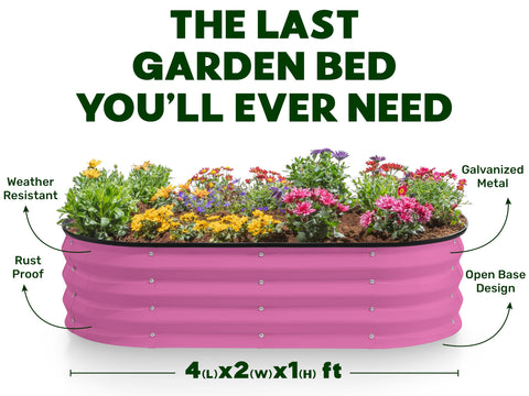 Easy-assembly Plant & Plot pink bed for quick start to gardening