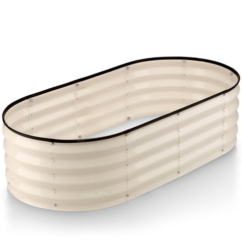 Plant & Plot galvanized raised bed in white for vegetables and flowers.