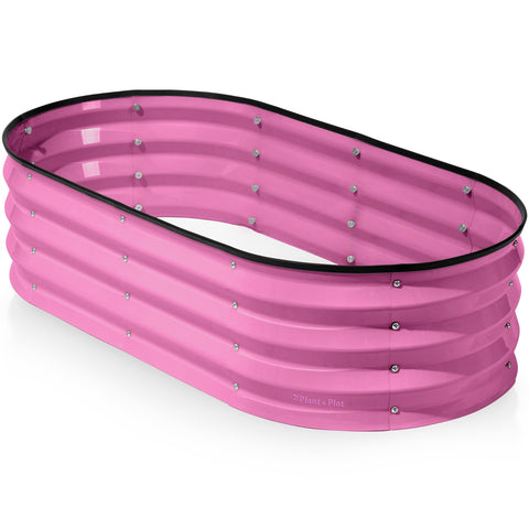 Plant & Plot galvanized raised bed pink 4x2x1 ft for durable outdoor gardening