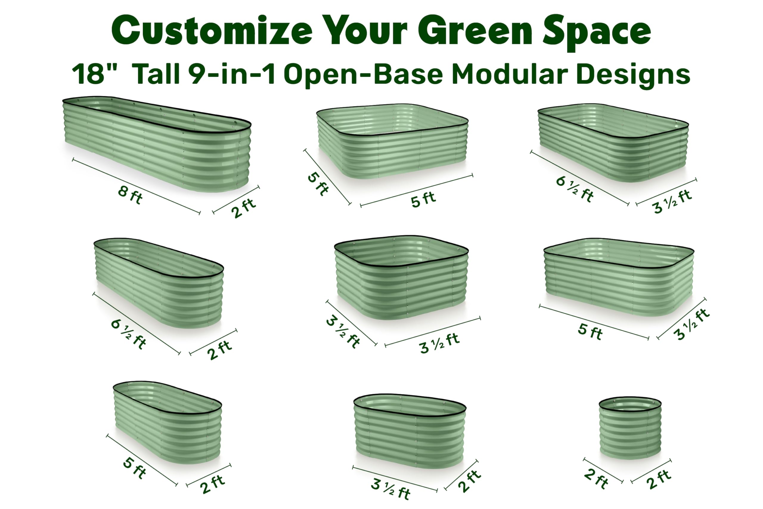Plant & Plot light green finish raised bed ready for outdoor planting