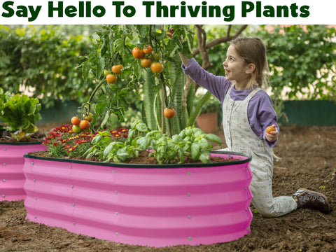 Open-base Plant & Plot pink bed promotes soil drainage and air flow