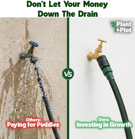 Plant & Plot quick-connect seal enables tool-free, leak-free setup for efficient watering.