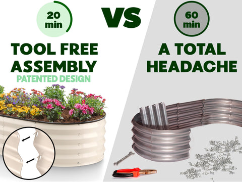Tool-free assembly of Plant & Plot bed for a fast setup.