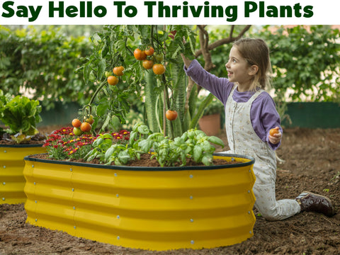 Plant & Plot close-up of yellow galvanized steel finish for durability and longevity.