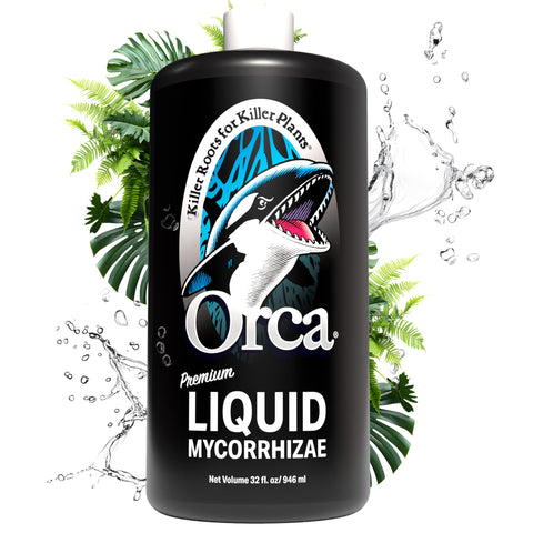 Plant Success Orca bottle and label showing liquid mycorrhizae for soil health.