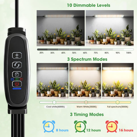 PlantaPulse panel timer options to automate light cycles.