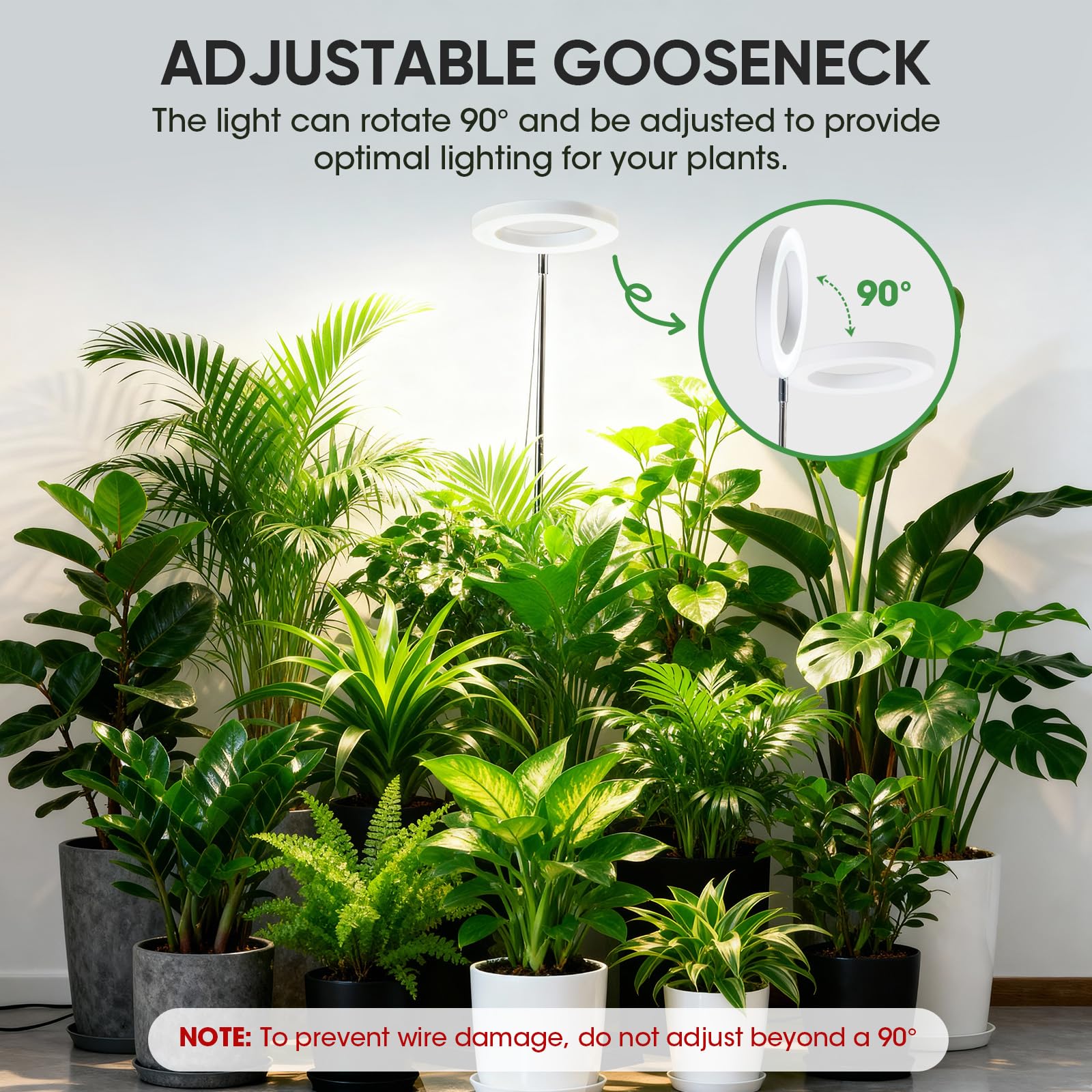 PlantaPulse light with 360° gooseneck for precise positioning over plants.