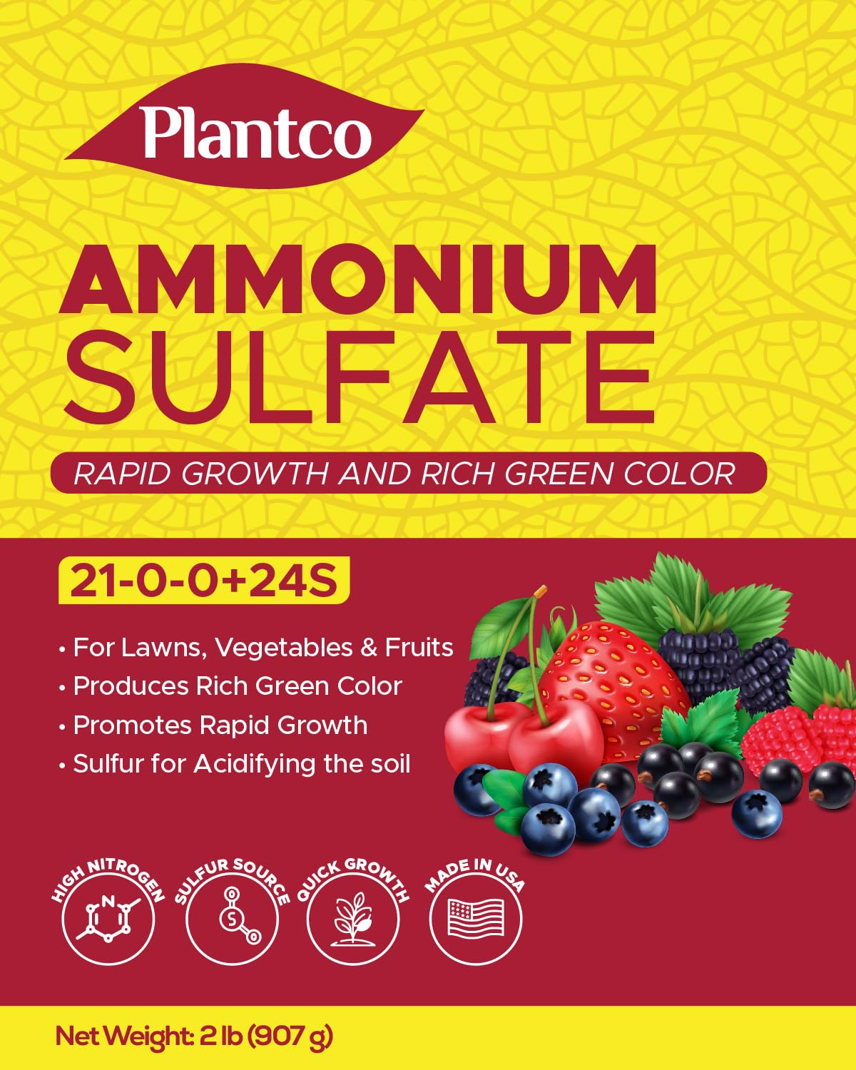 Lush, deep green foliage from PlantCo Ammonium Sulfate 21-0-0 fertilization.