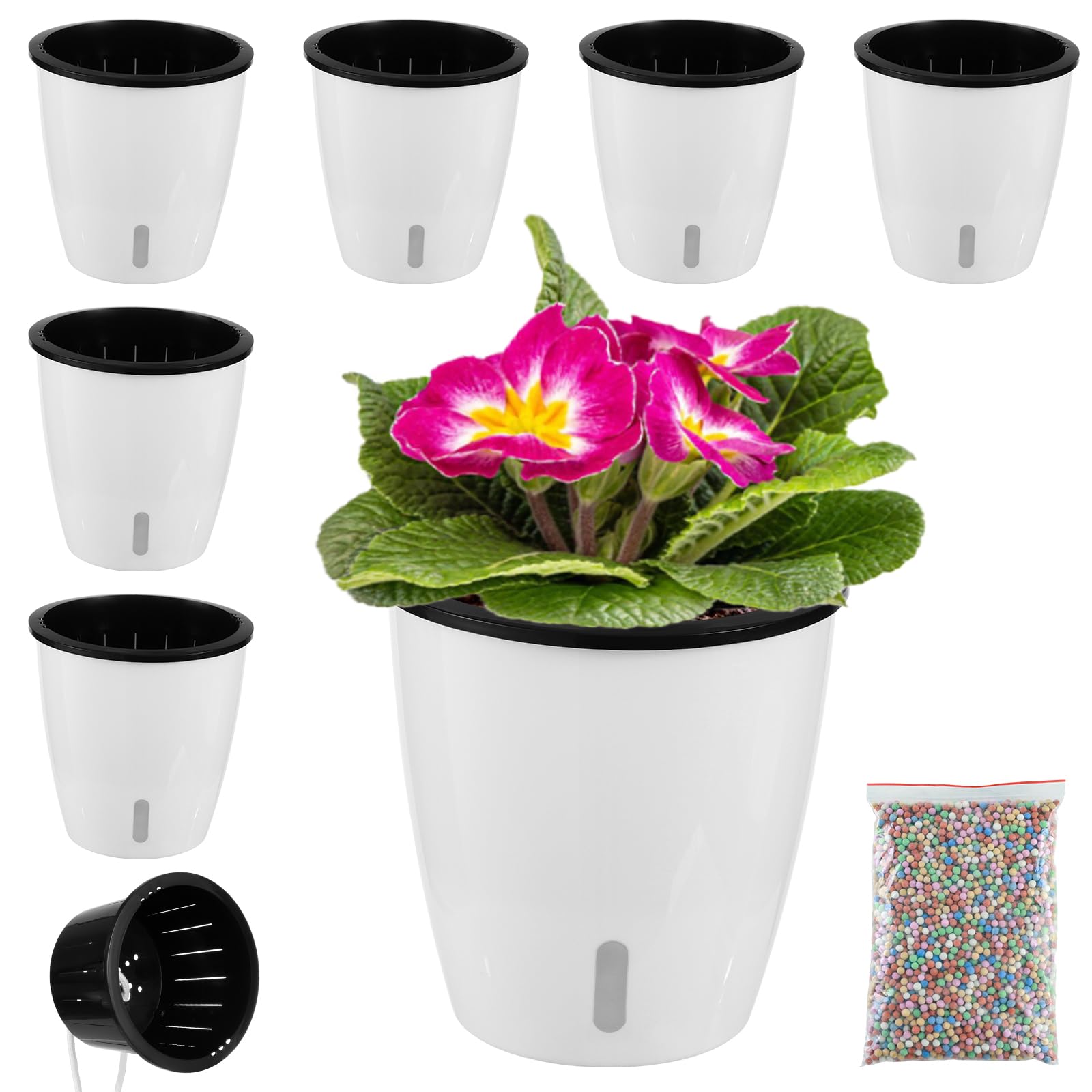 Planterhoma 5 Inch self-watering pot with indicator for easy moisture monitoring.