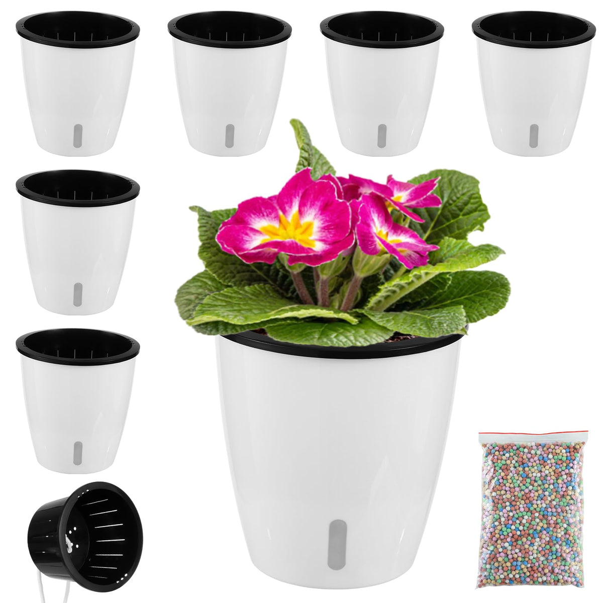 Planterhoma 5 Inch self-watering pot with indicator for easy moisture monitoring.