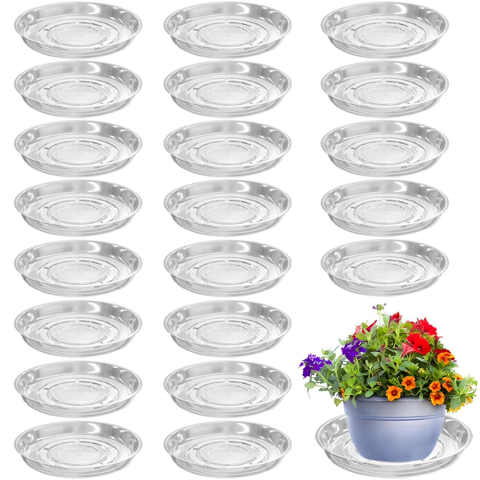 Planterhoma 6-inch clear plant saucer pack showing water drainage for indoor plants