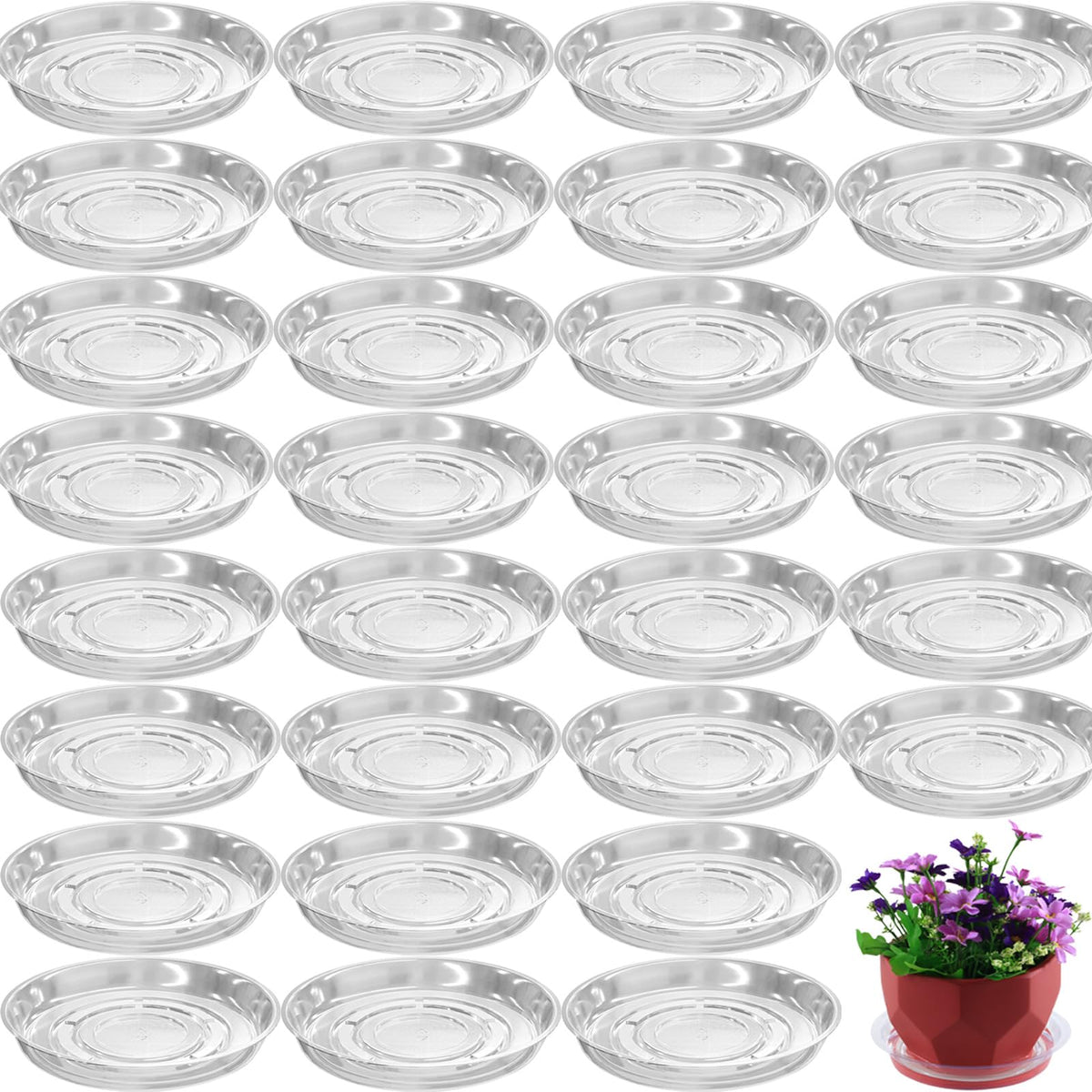 Planterhoma clear 4-inch saucer shows water level for easy monitoring.