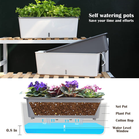 Planterhoma drainage-hole access for simple overflow management.