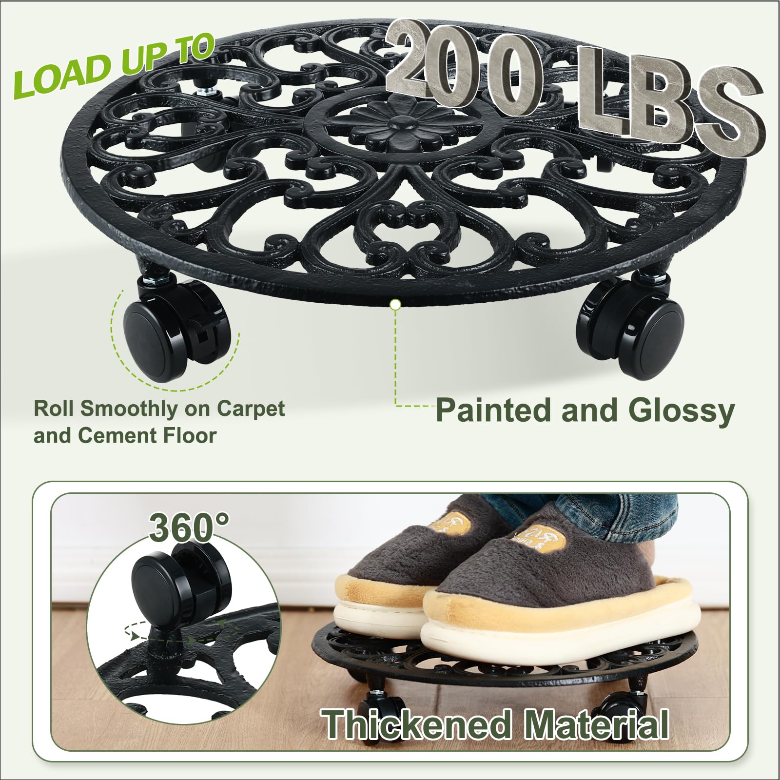Planterhoma four-wheeled plant stand dolly offers stable movement for heavy pots