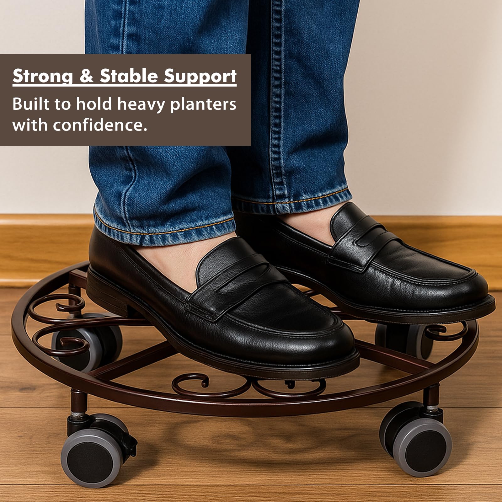 Planterhoma indoor-outdoor caddy in bronze blends with decor