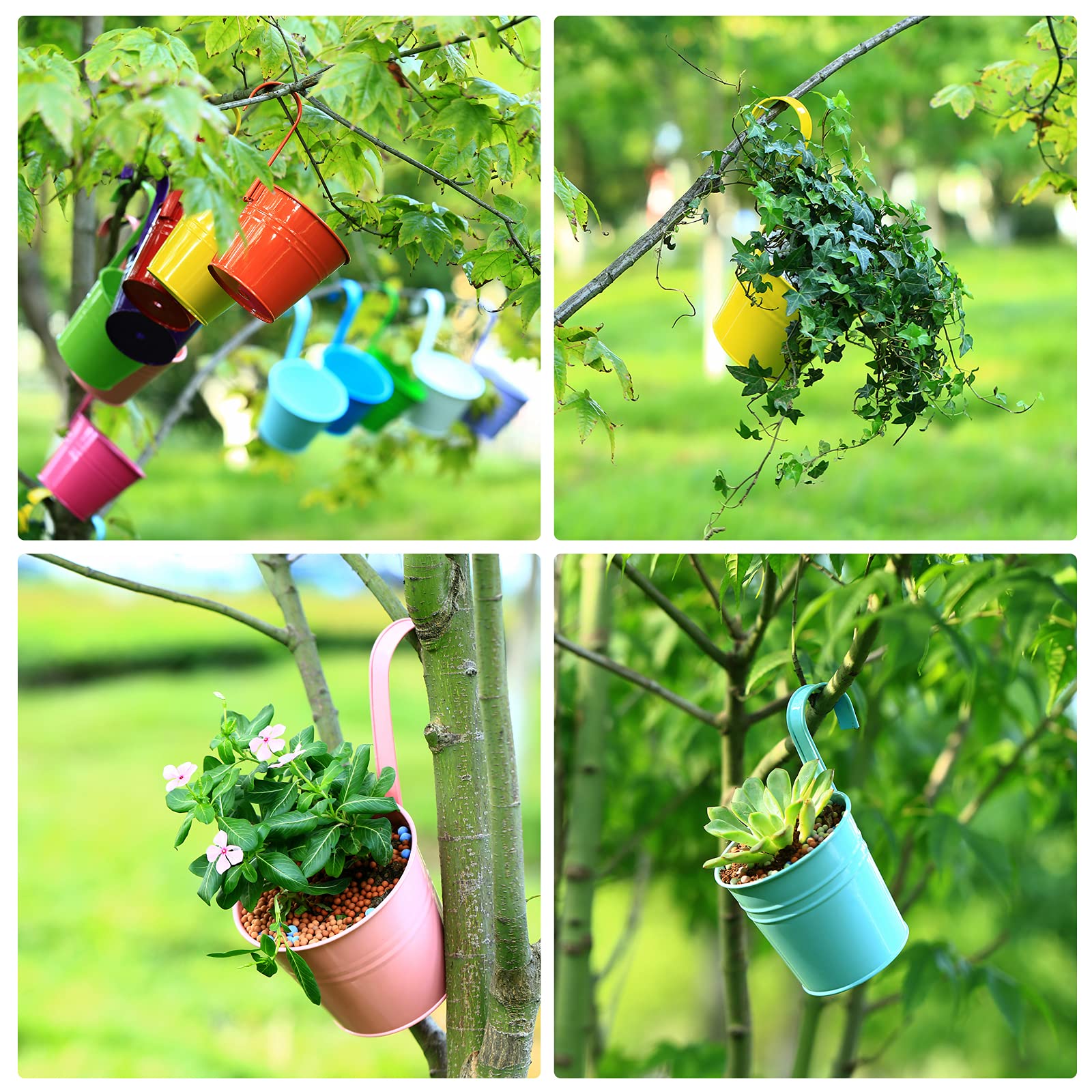 Planterhoma indoor-outdoor hanging planter set adds color to fences and balconies.