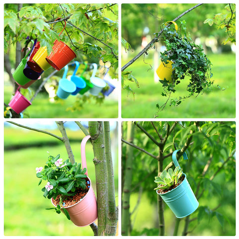 Planterhoma indoor-outdoor hanging planter set adds color to fences and balconies.