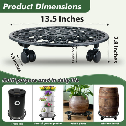 Planterhoma movable plant dolly with saucers protects floors and surfaces