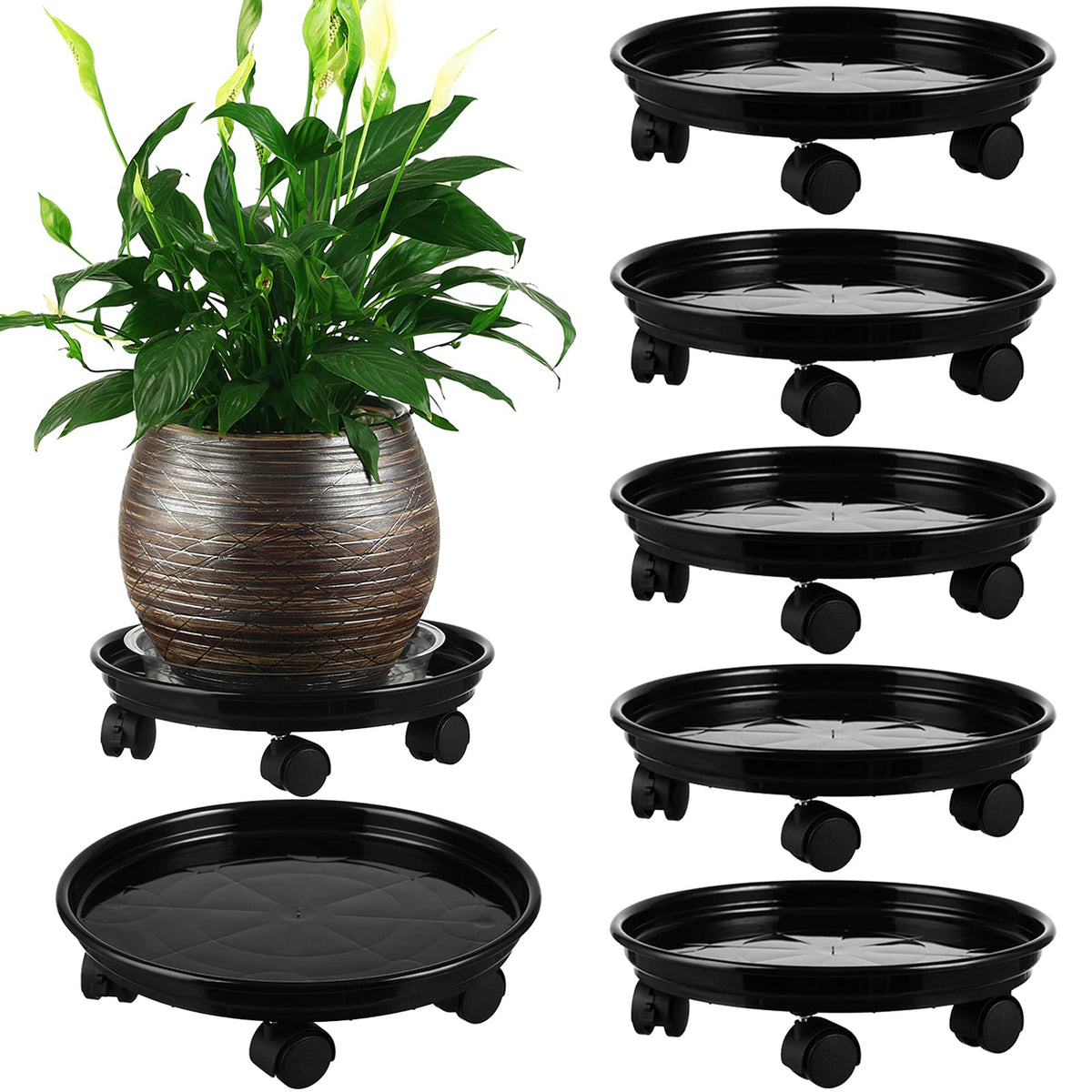 Planterhoma plant caddy with wheels 11.8-inch for easy movement of heavy pots