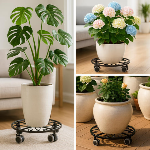 Planterhoma planter dolly with locking wheels keeps pots secure
