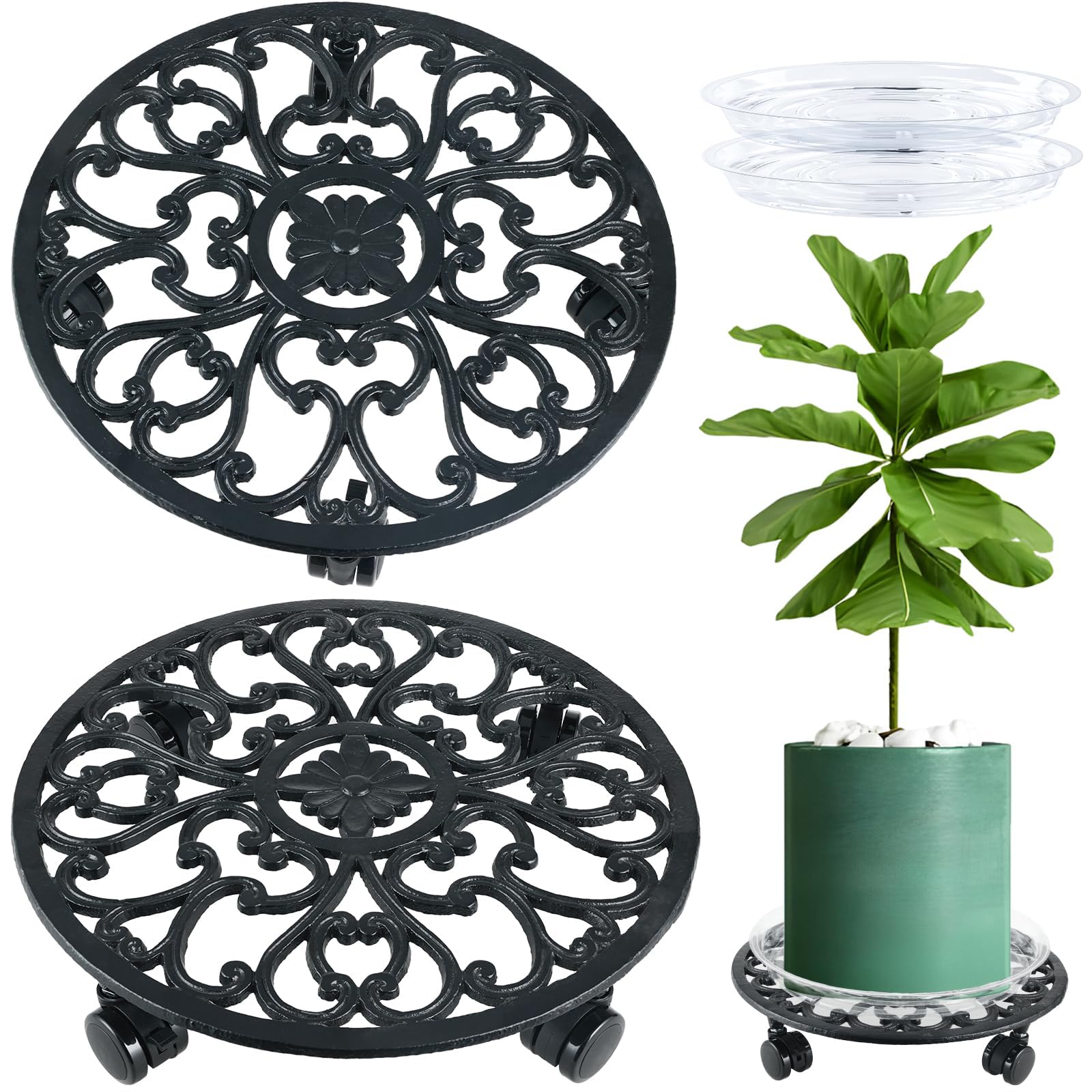 Planterhoma rolling plant stand 14in facilitates easy repositioning of large plants