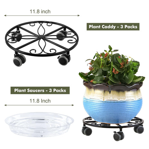 Planterhoma rolling plant stand with four wheels and smooth movement