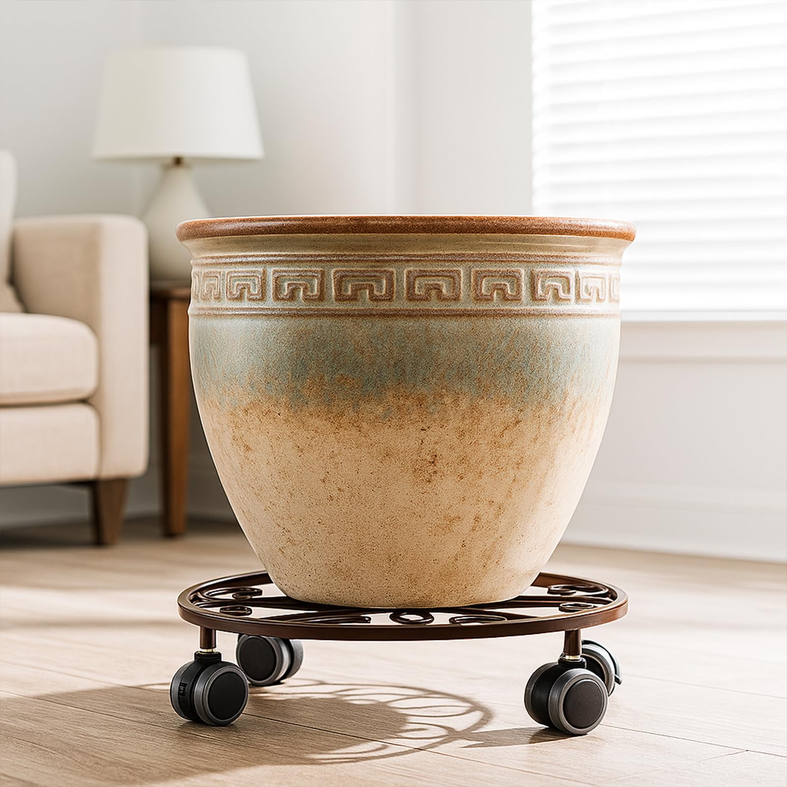 Planterhoma rustproof metal stand protects floors when moving