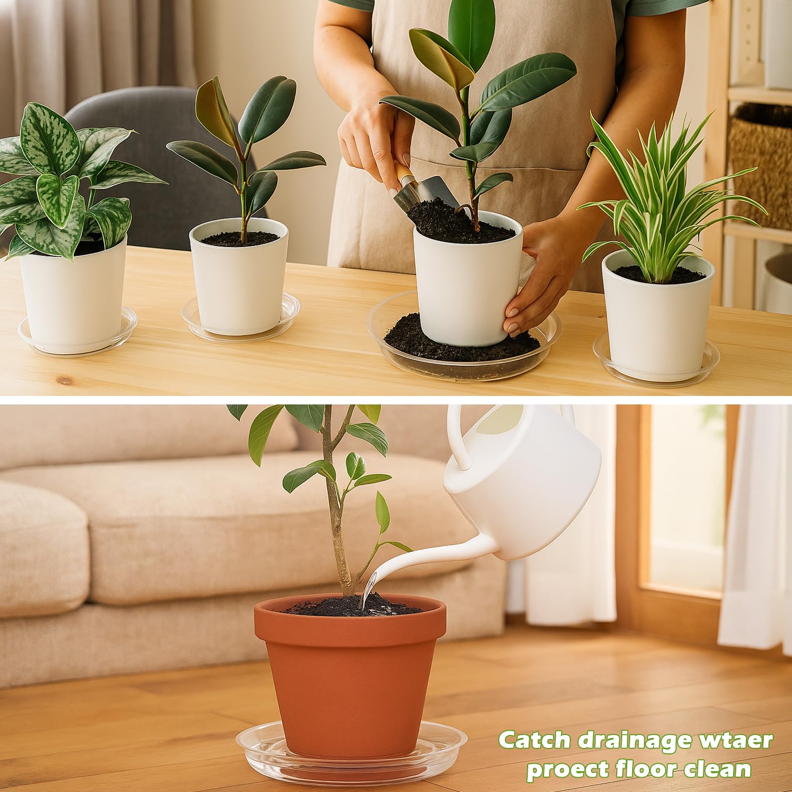 Planterhoma drainage-catchment saucer 6inch catching runoff and protecting surfaces