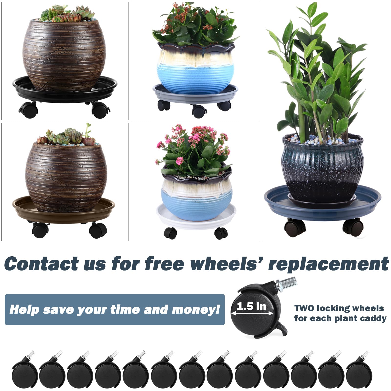 Planterhoma water saucer on wheels helps keep floors dry