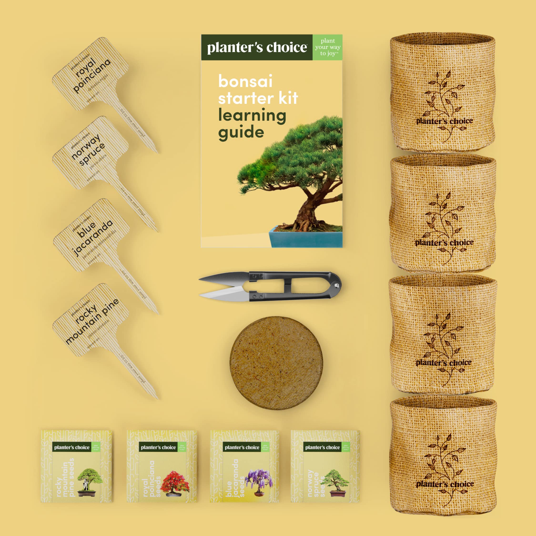 Planters' Choice Bonsai Starter bamboo markers help you track progress.
