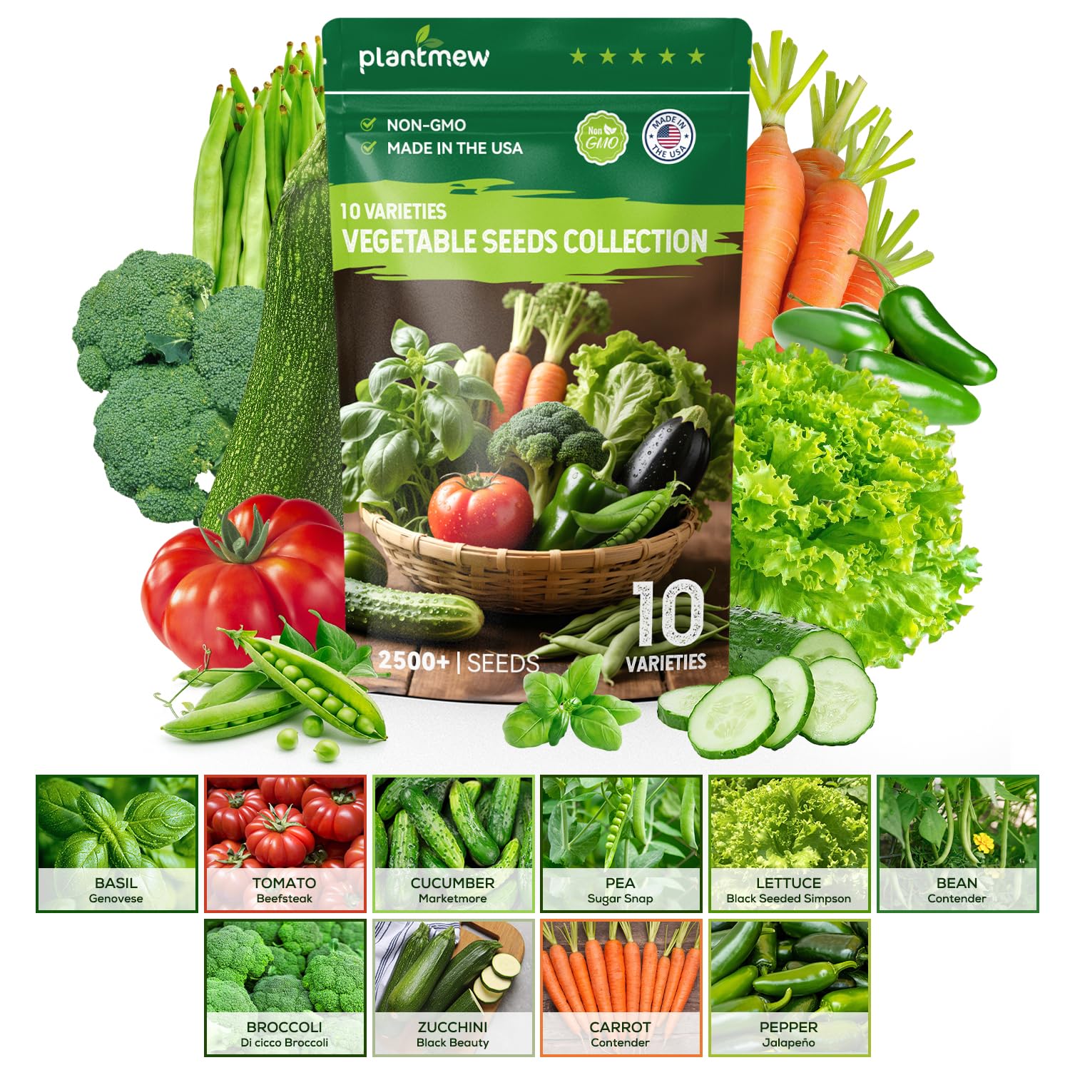PLANTMEW 10-seed pack bundle for a thriving home garden.
